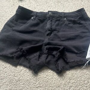Aerie Black Distressed Jean Shorts and white . Really soft .